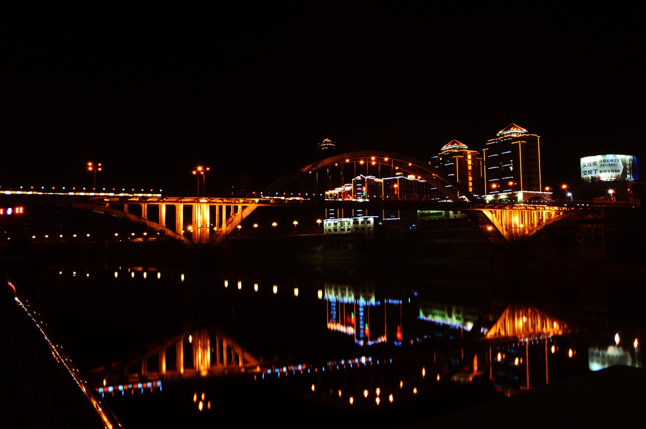 urban landscape night bridge free photo