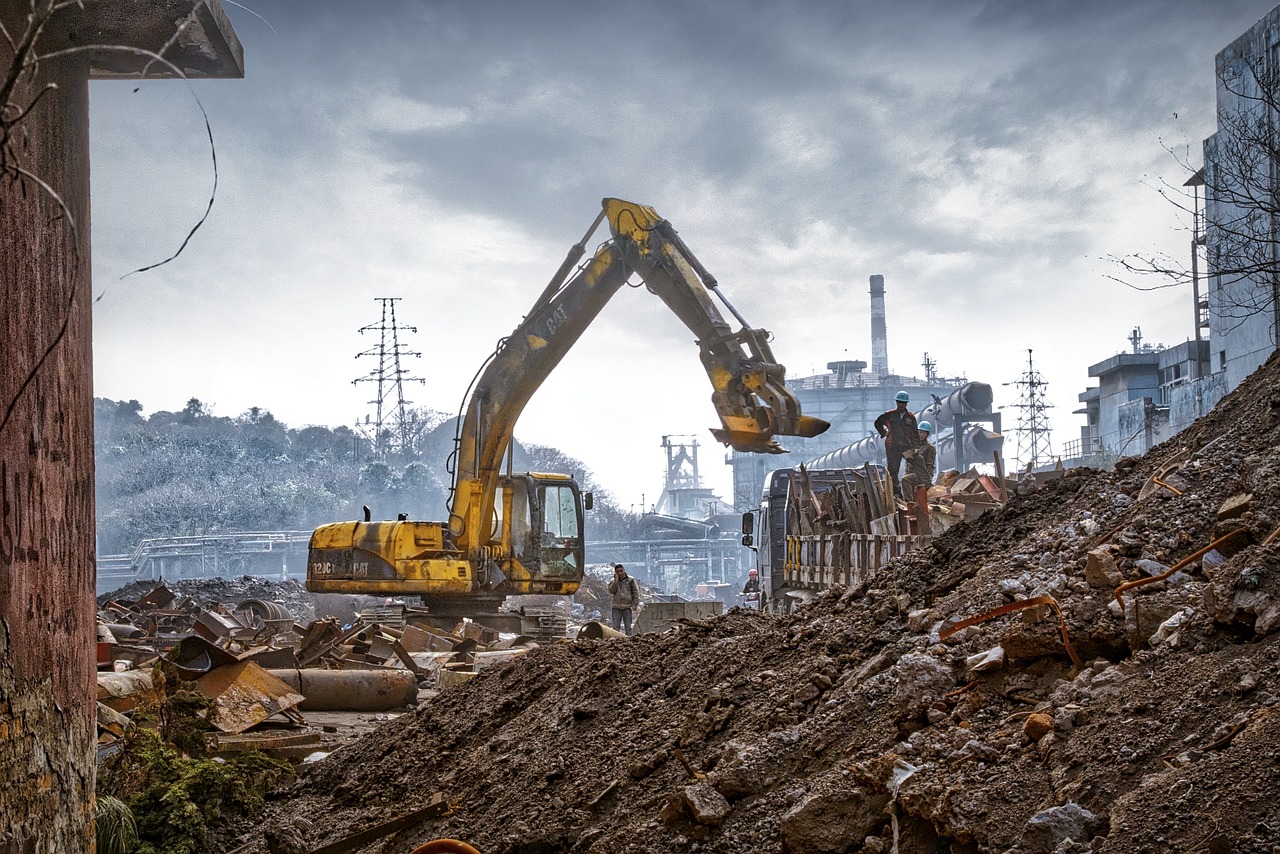 urbanization industrial area excavators free photo