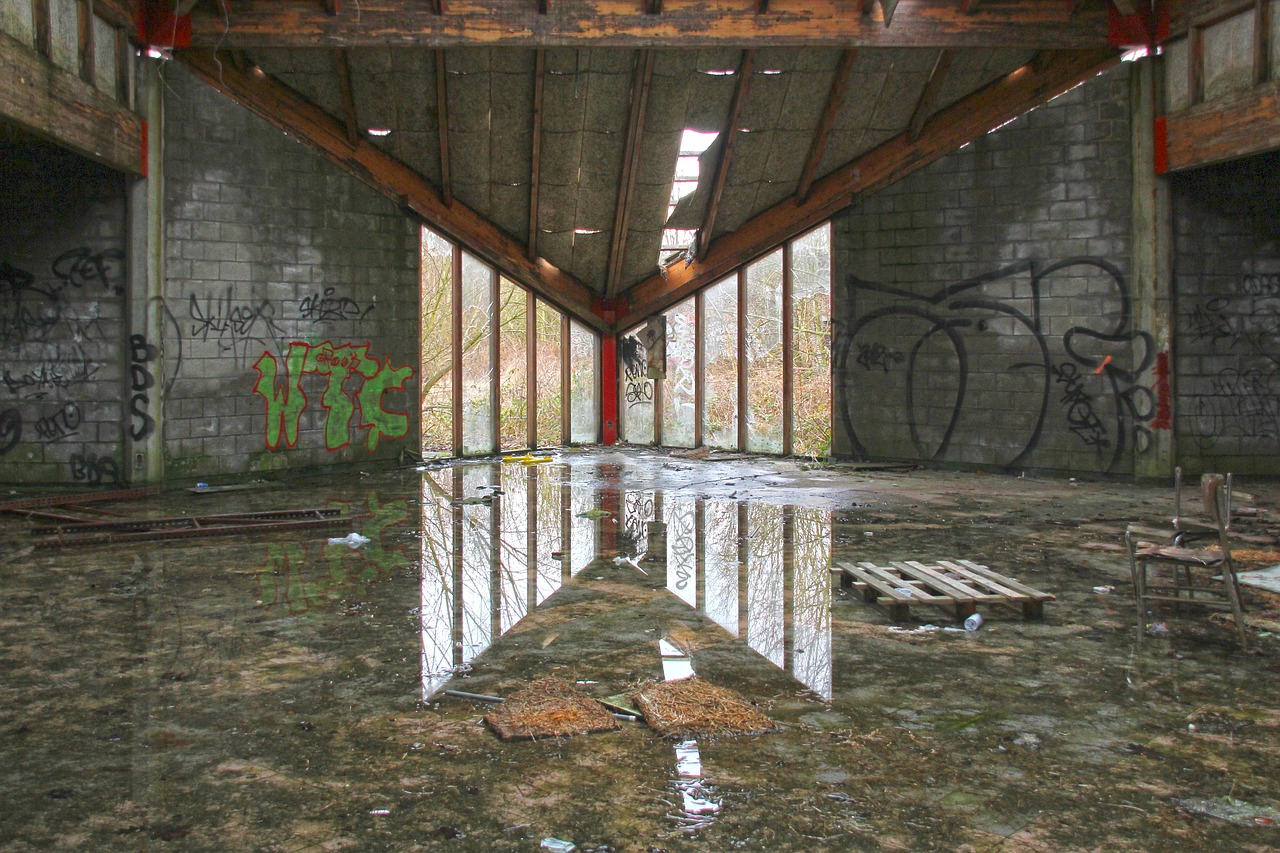 urbex abandoned barracks reflection free photo