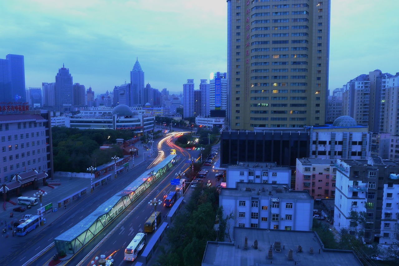 urumqi building early in the morning free photo