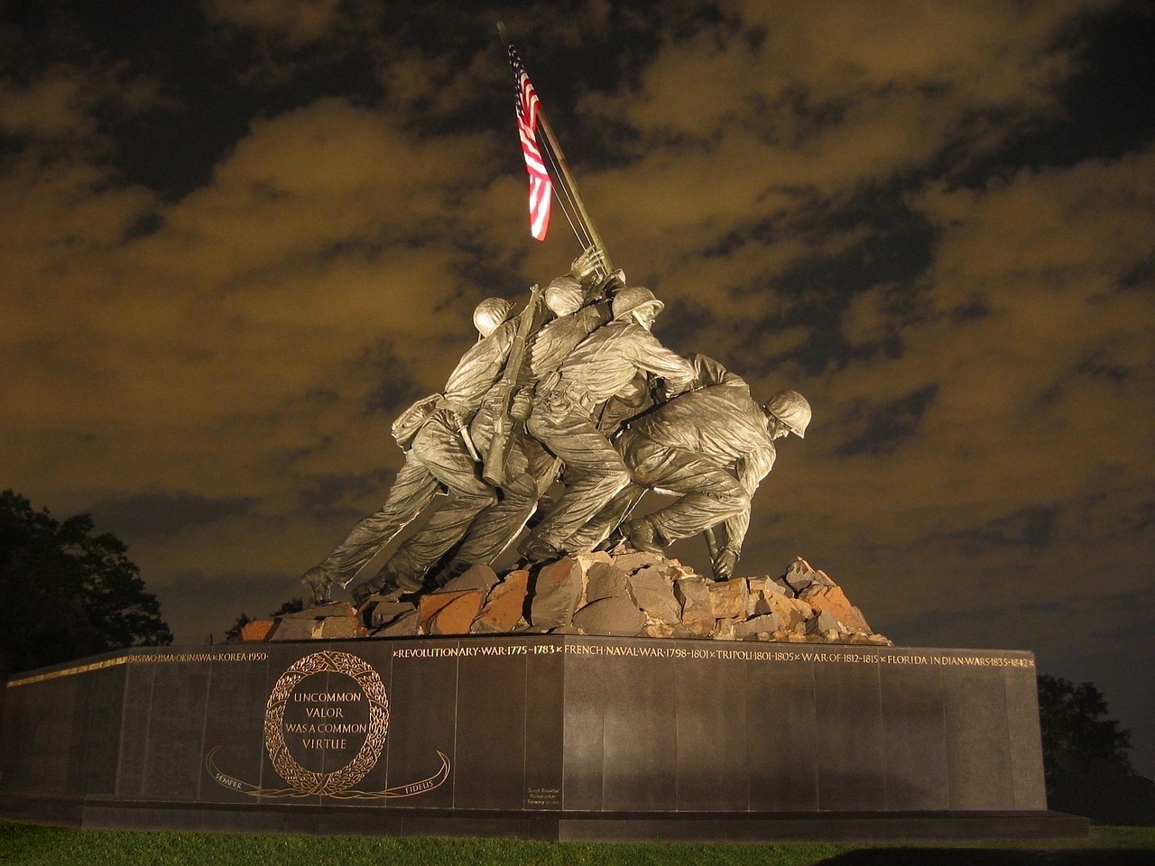 us marines war memorial night iwo jima free photo