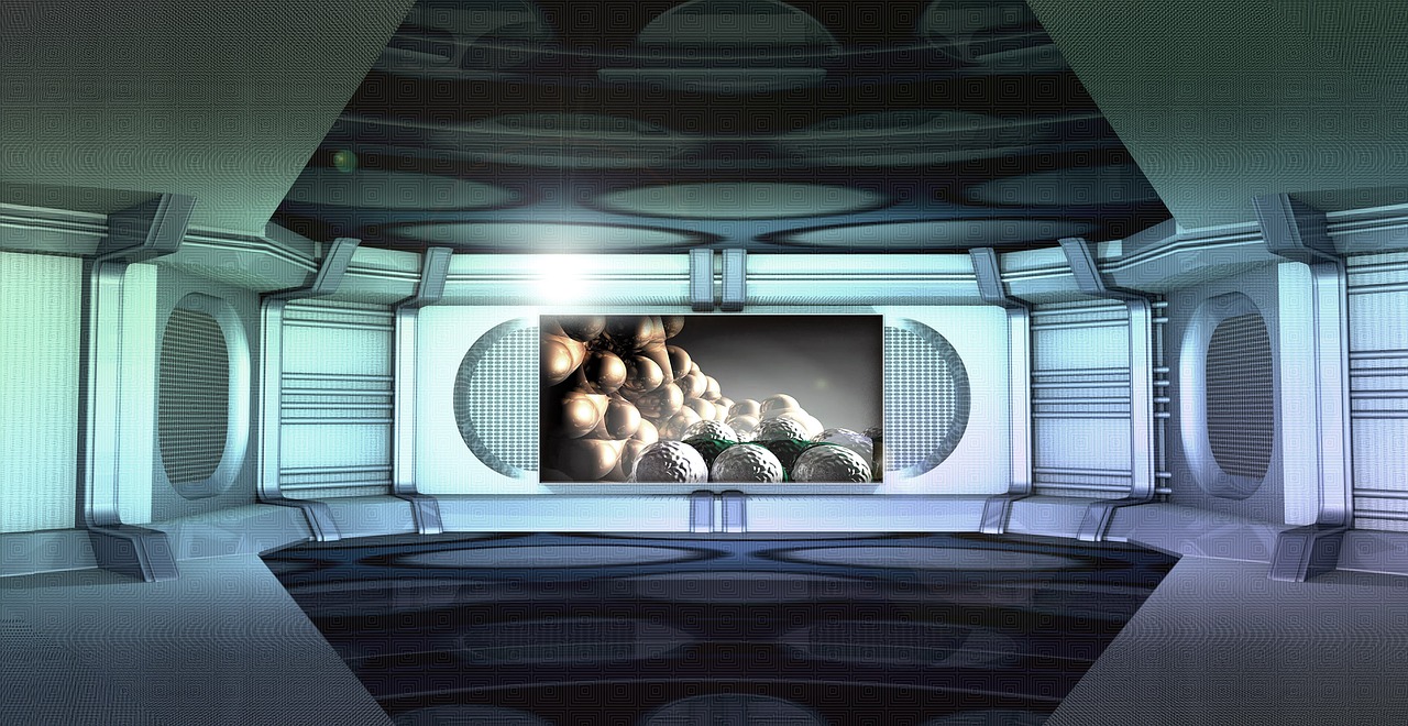 Utopian Spaceship Interior Stage Design Science Fiction