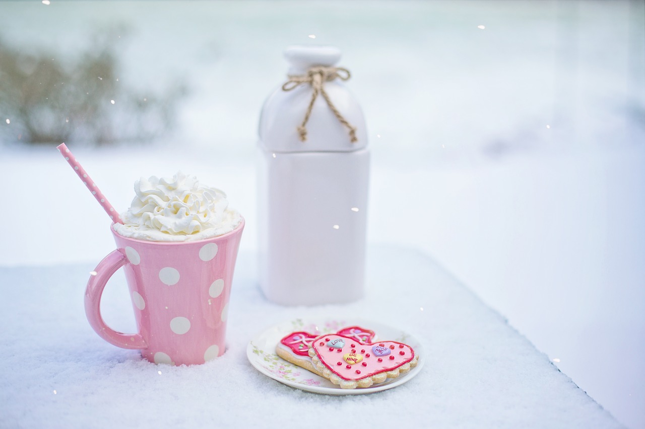 valentine's day hot chocolate heart cookies free photo