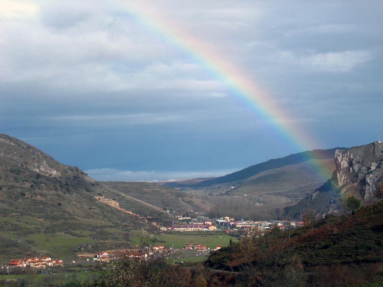 valley rainbow landscape free photo