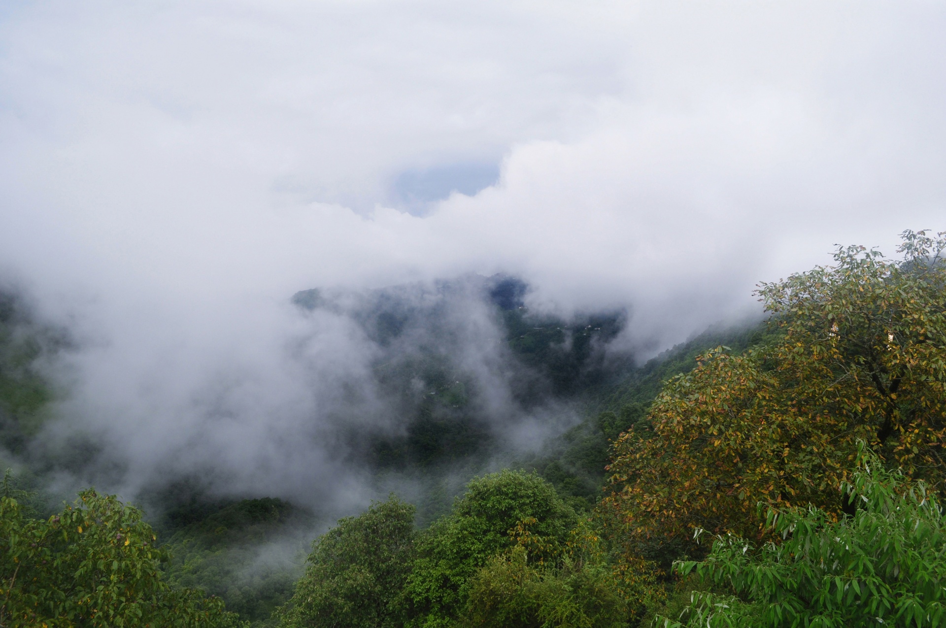 hills valley clouds free photo