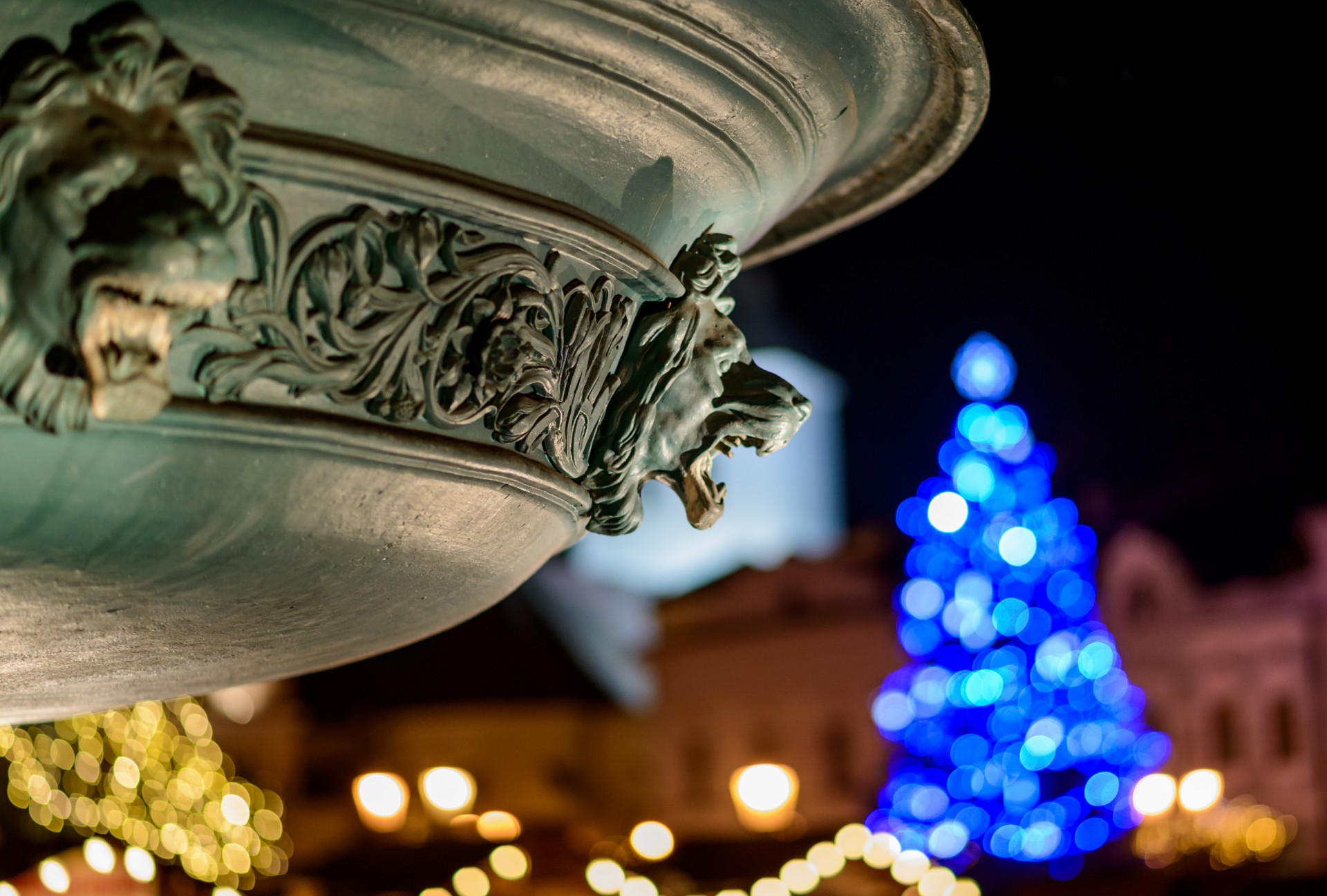 bokeh christmas decoration light blue free photo