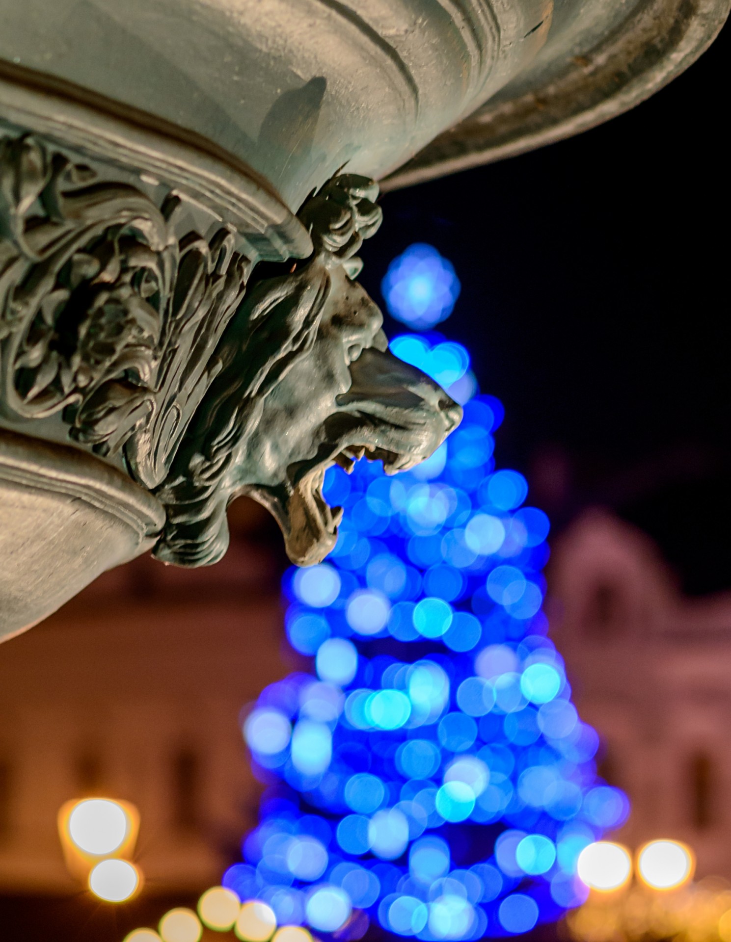 bokeh christmas decoration light blue free photo