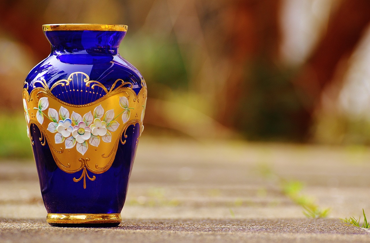 vase blue glass free photo