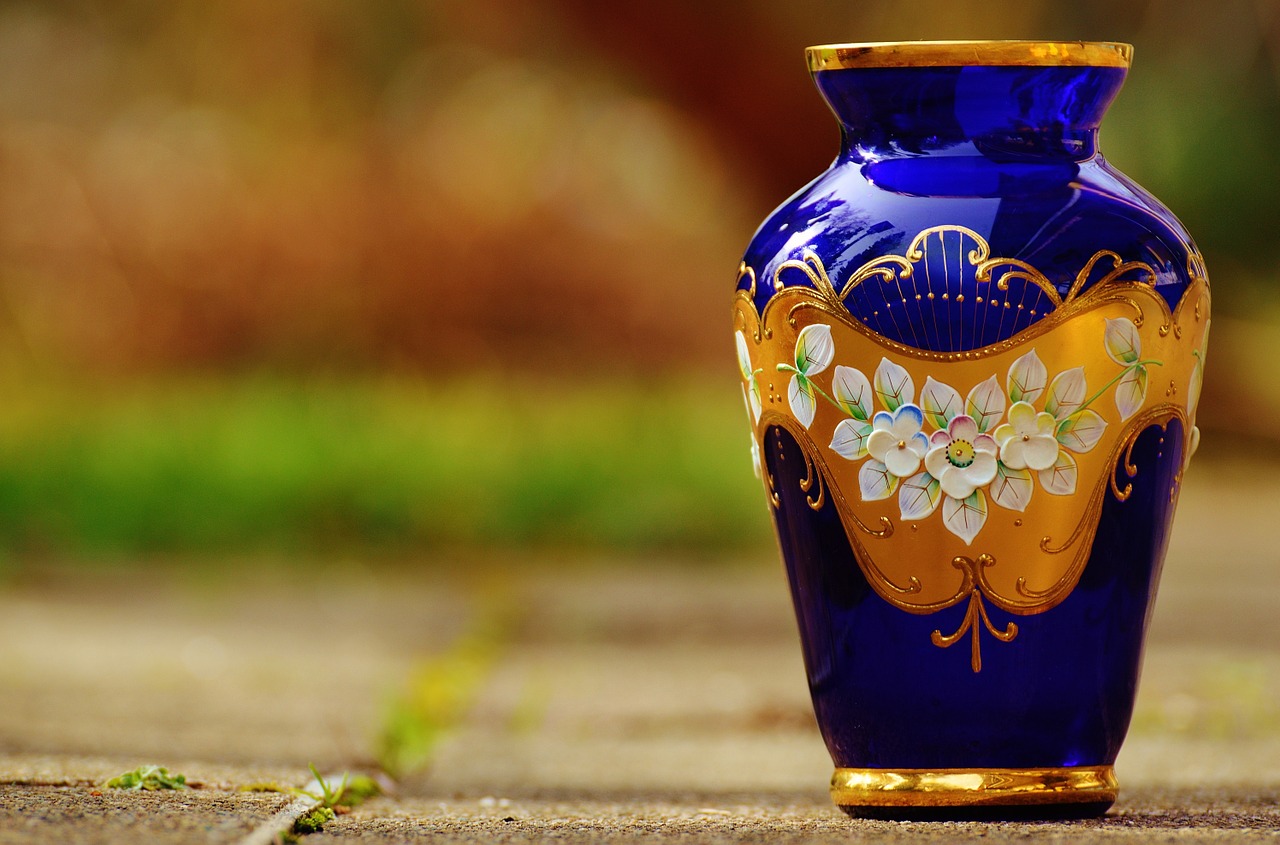 vase blue glass free photo
