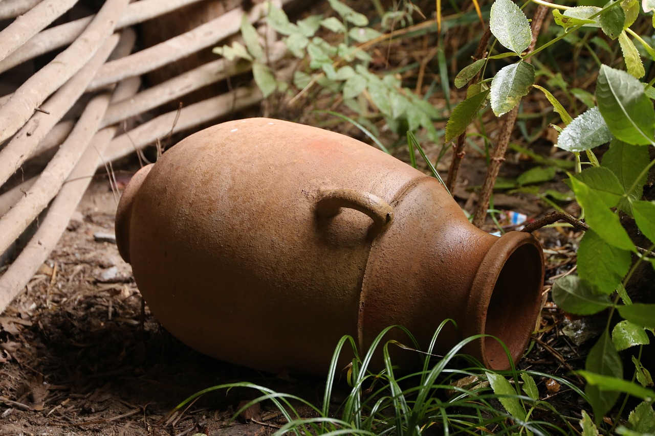 vase lying outdoors free photo