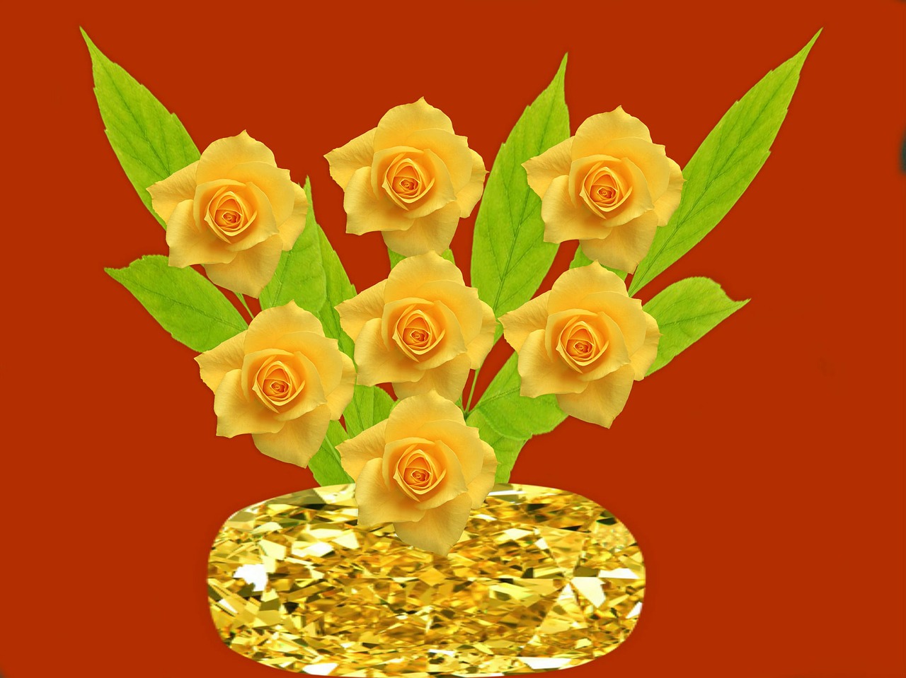 vase yellow flowers free photo