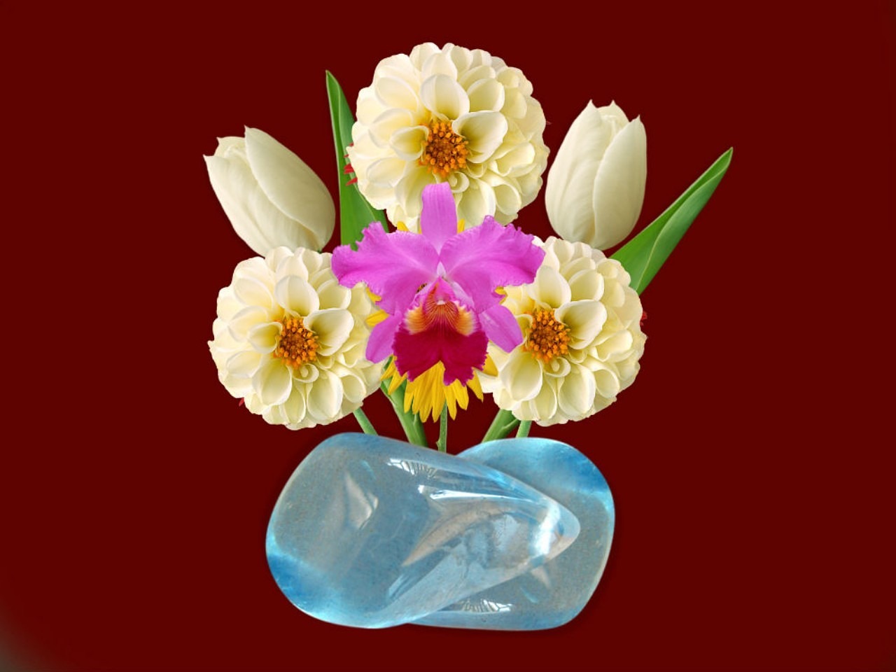 vase flowers blue stone free photo