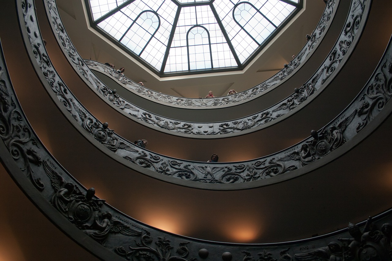 vatican museum helical ramp free photo