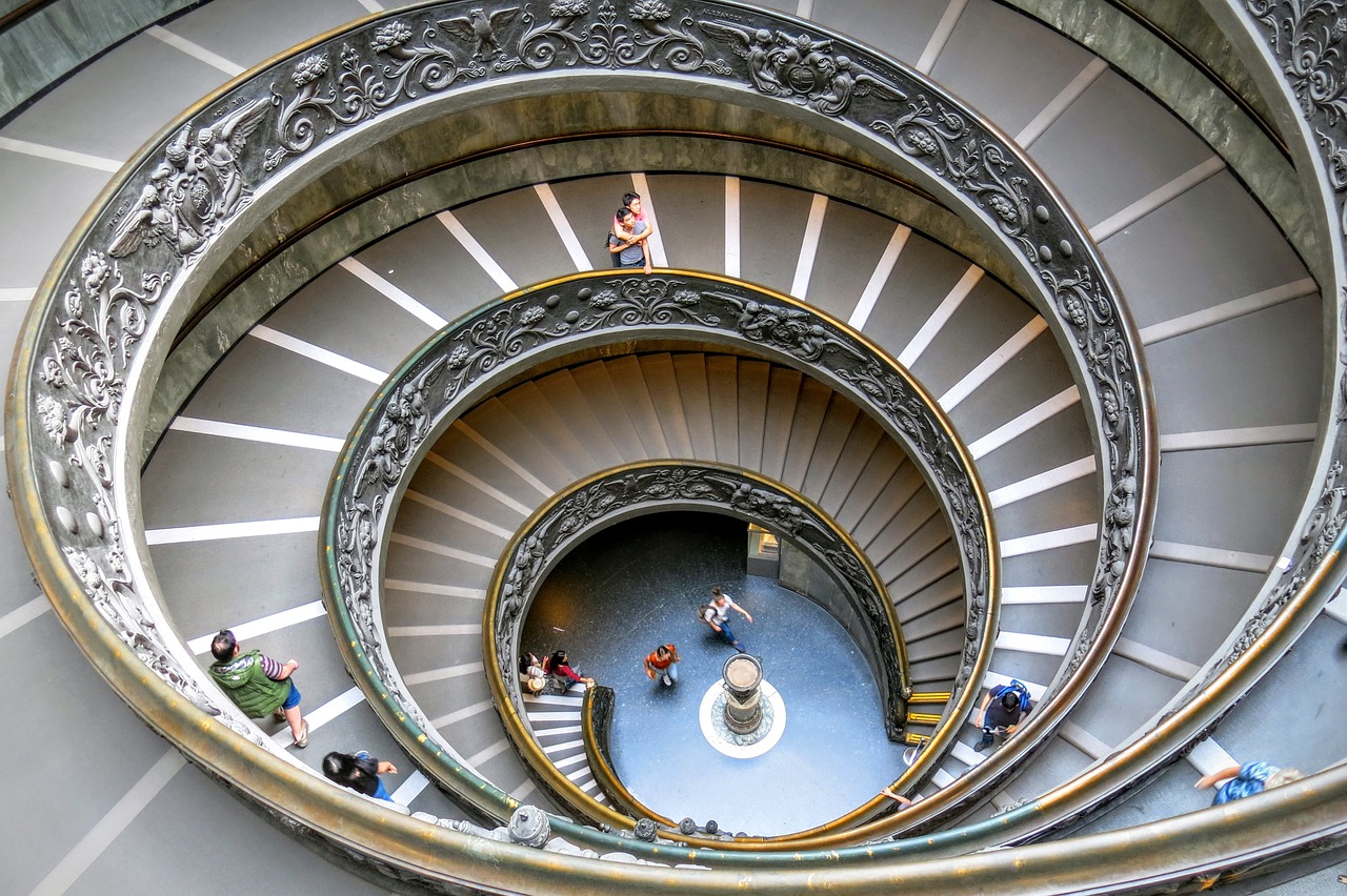 vatican museum spiral steps free photo