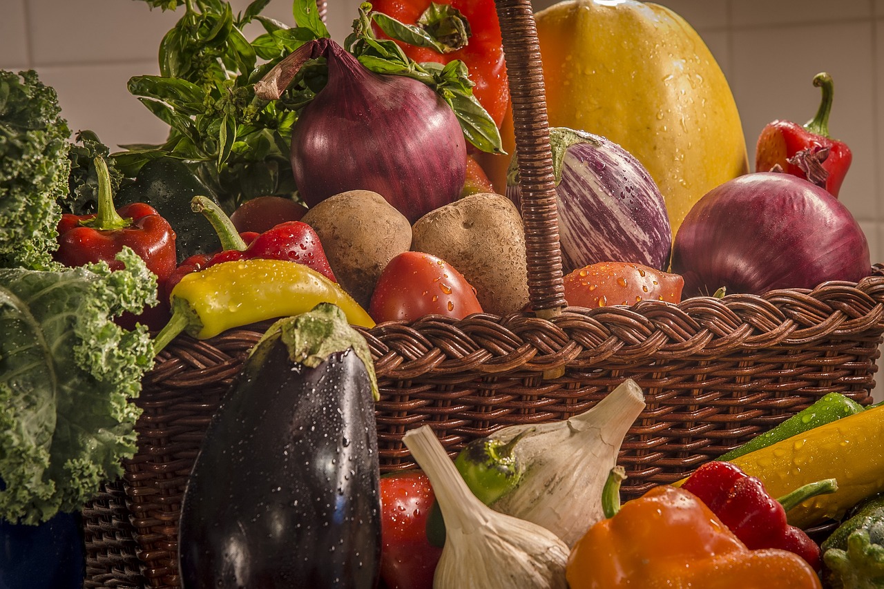 vegetables  assortment  basket free photo