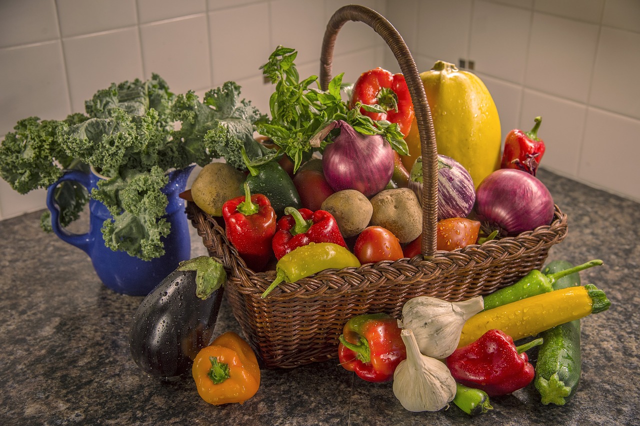 vegetables  assortment  basket free photo
