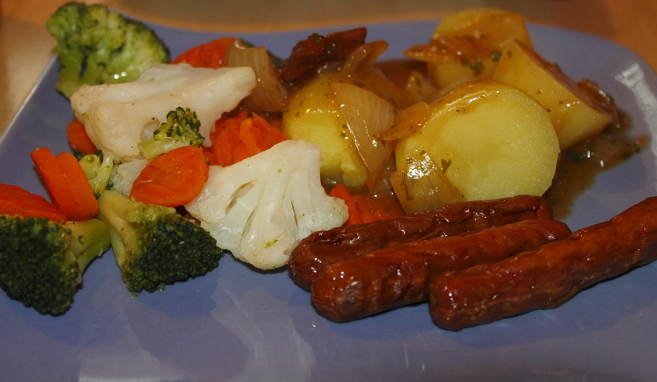 vegetables sausage bratwurst free photo