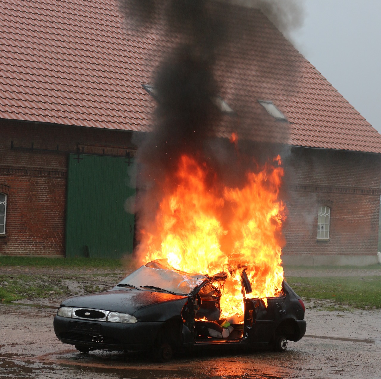 vehicle fire fire exercise free photo
