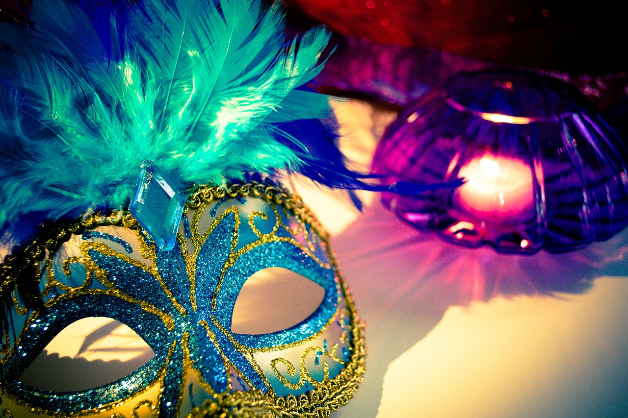 venetian mask candle feathers free photo