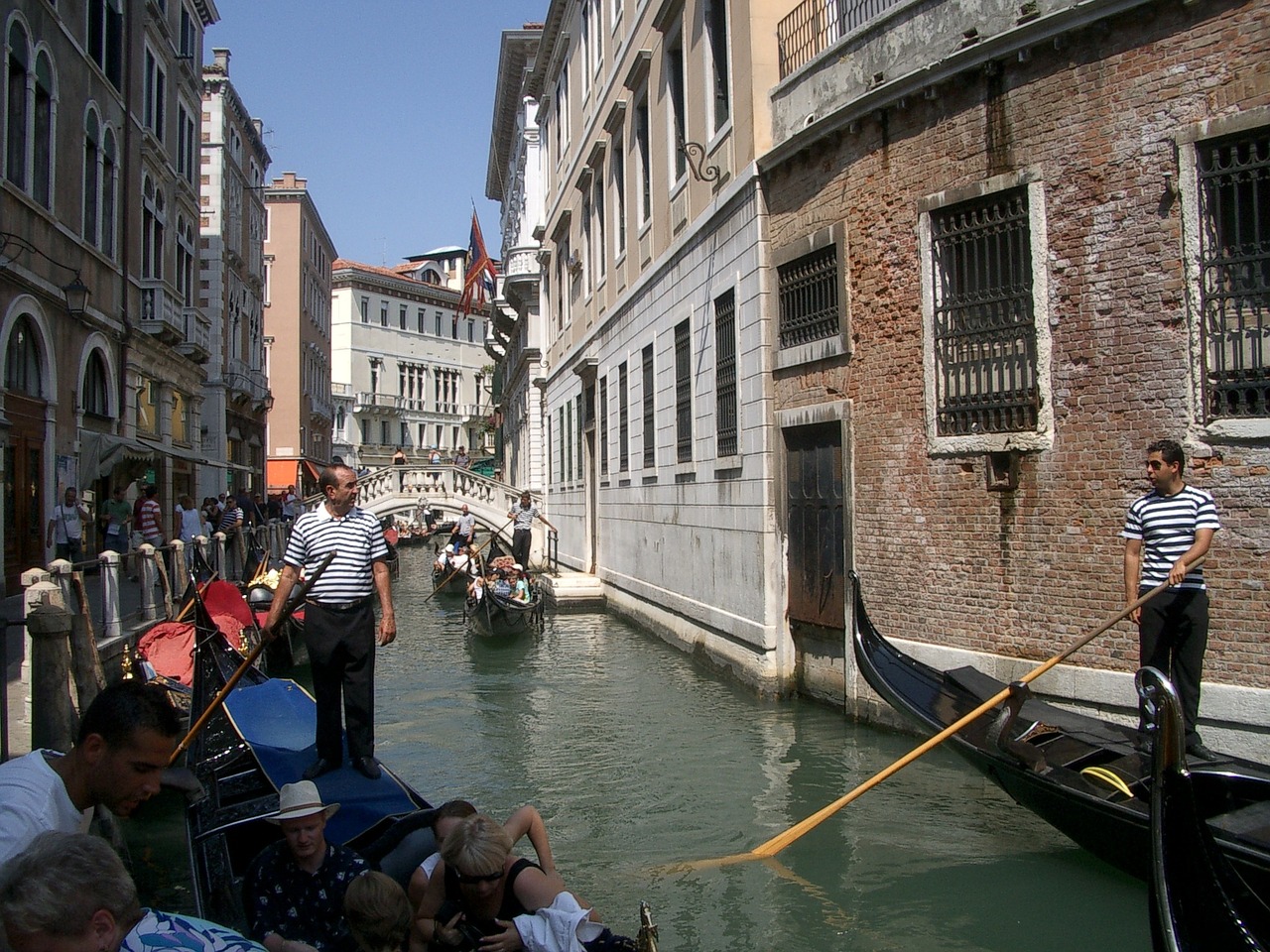 venice channel gondolas free photo