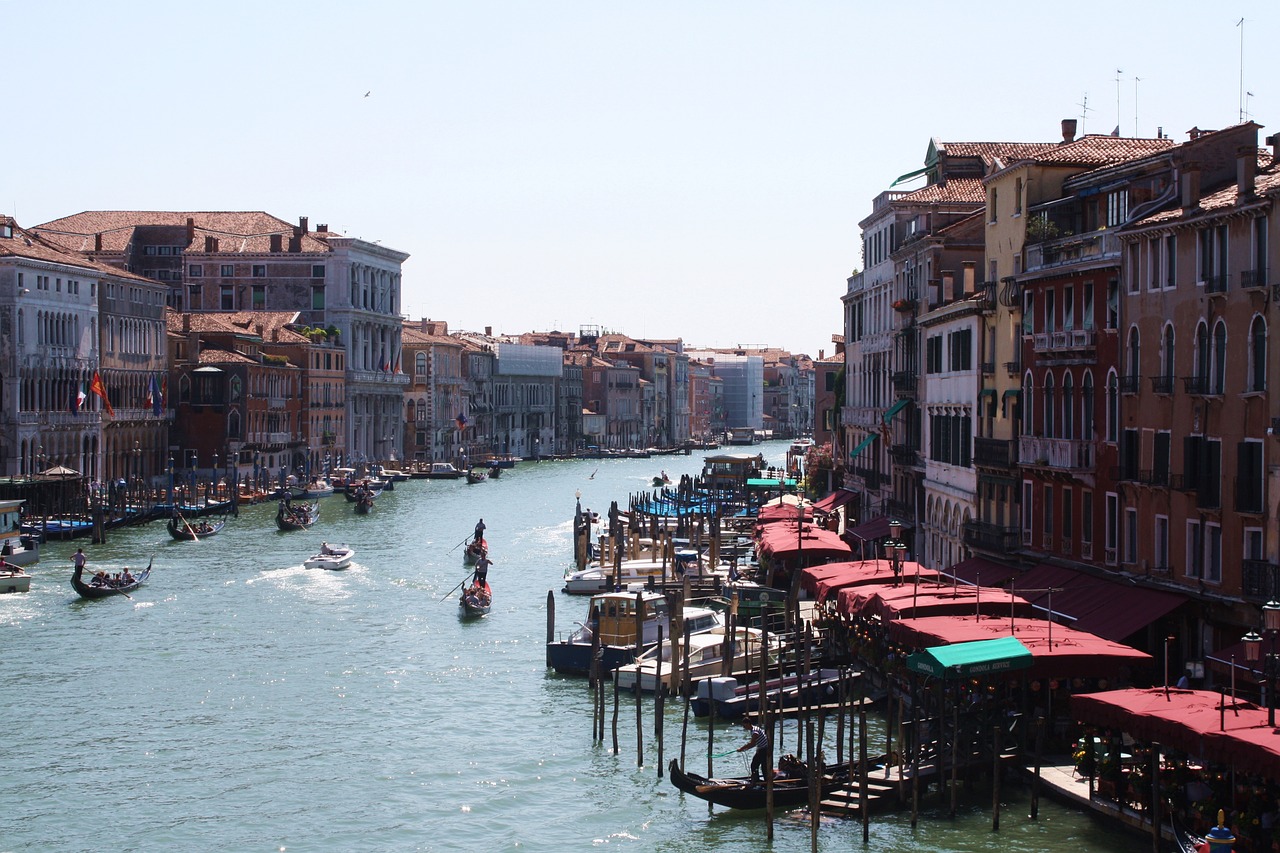 venice channel gondolas free photo