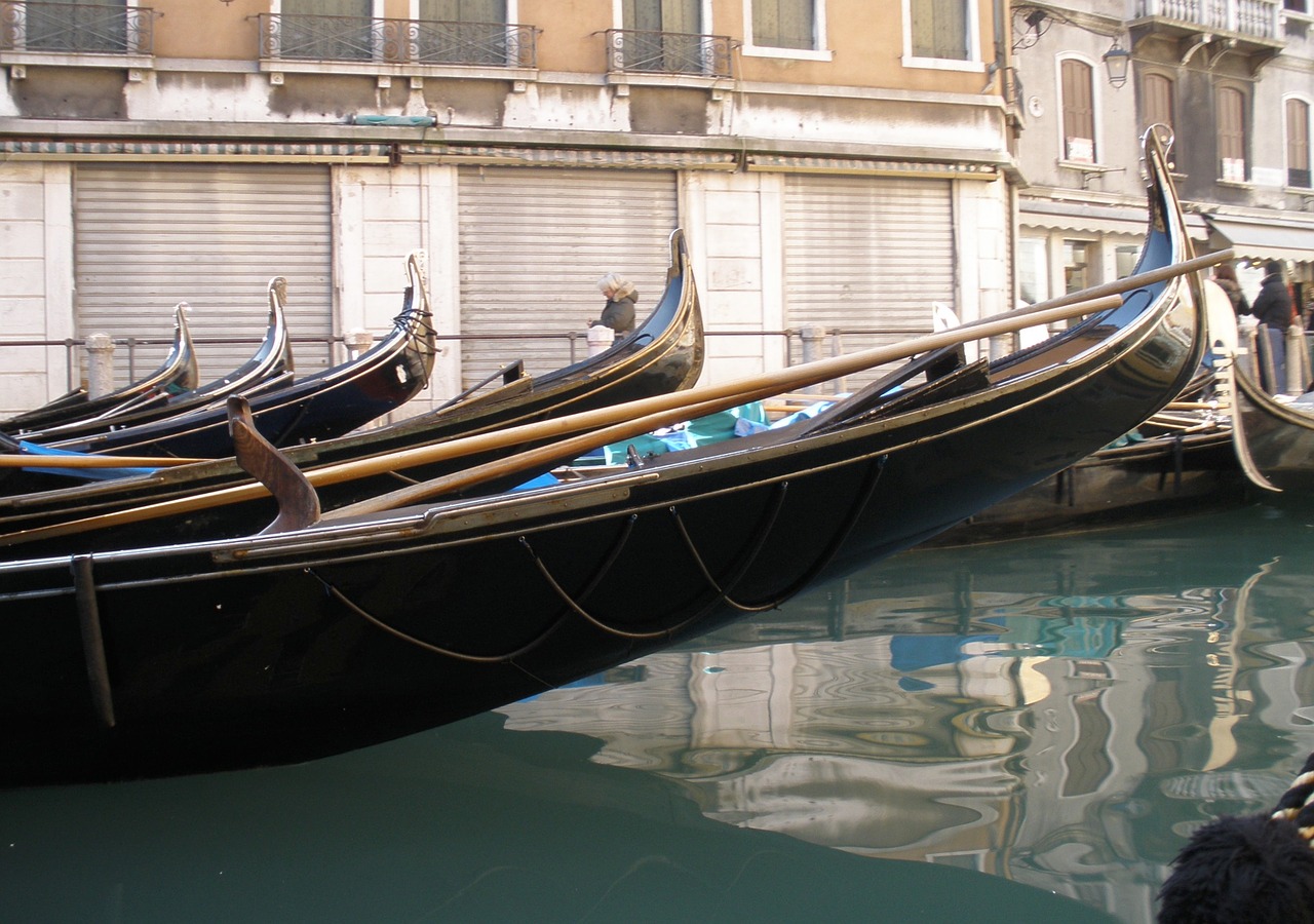 venice channel gondolas free photo