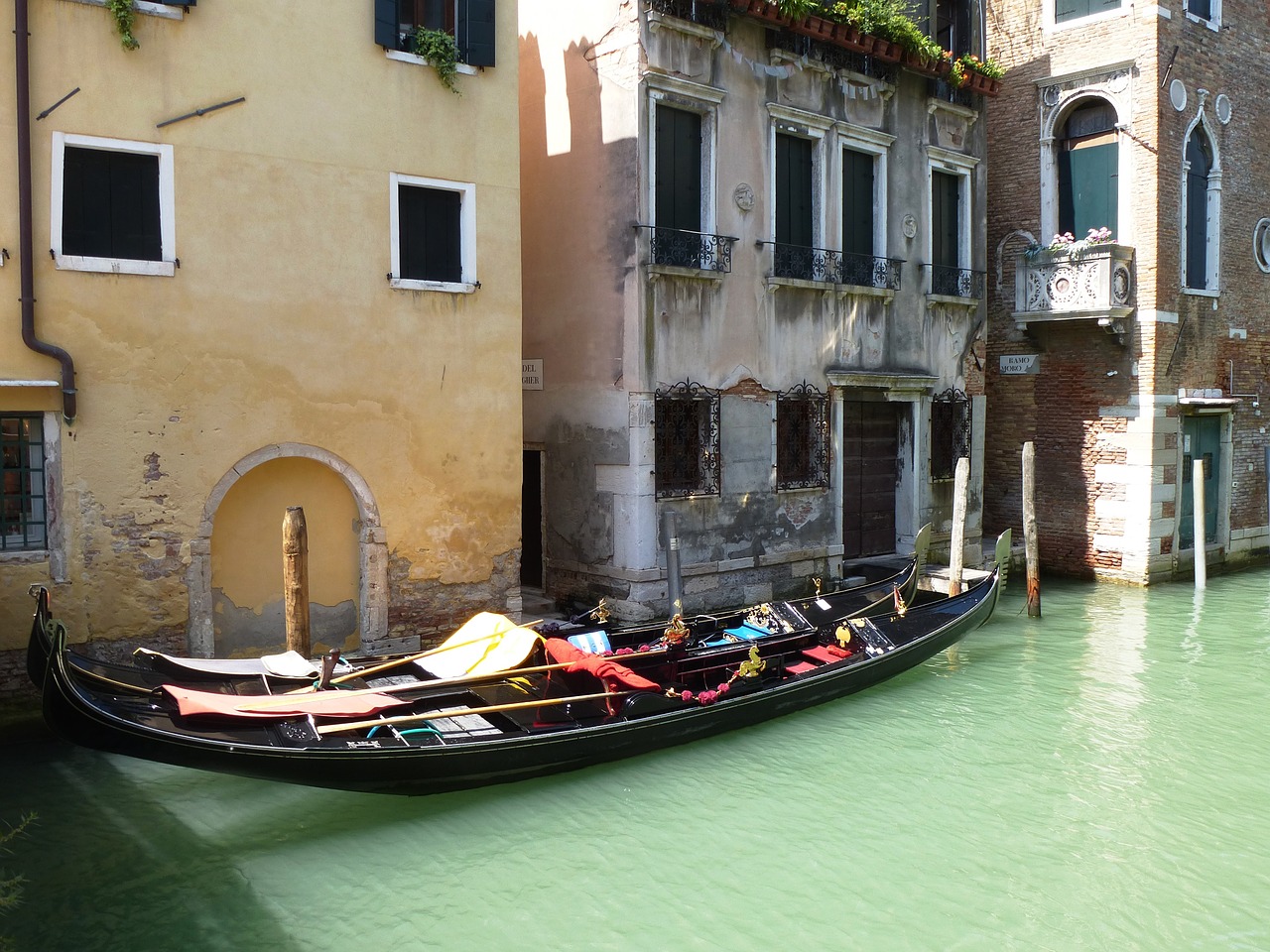 venice lagoon gondolas free photo