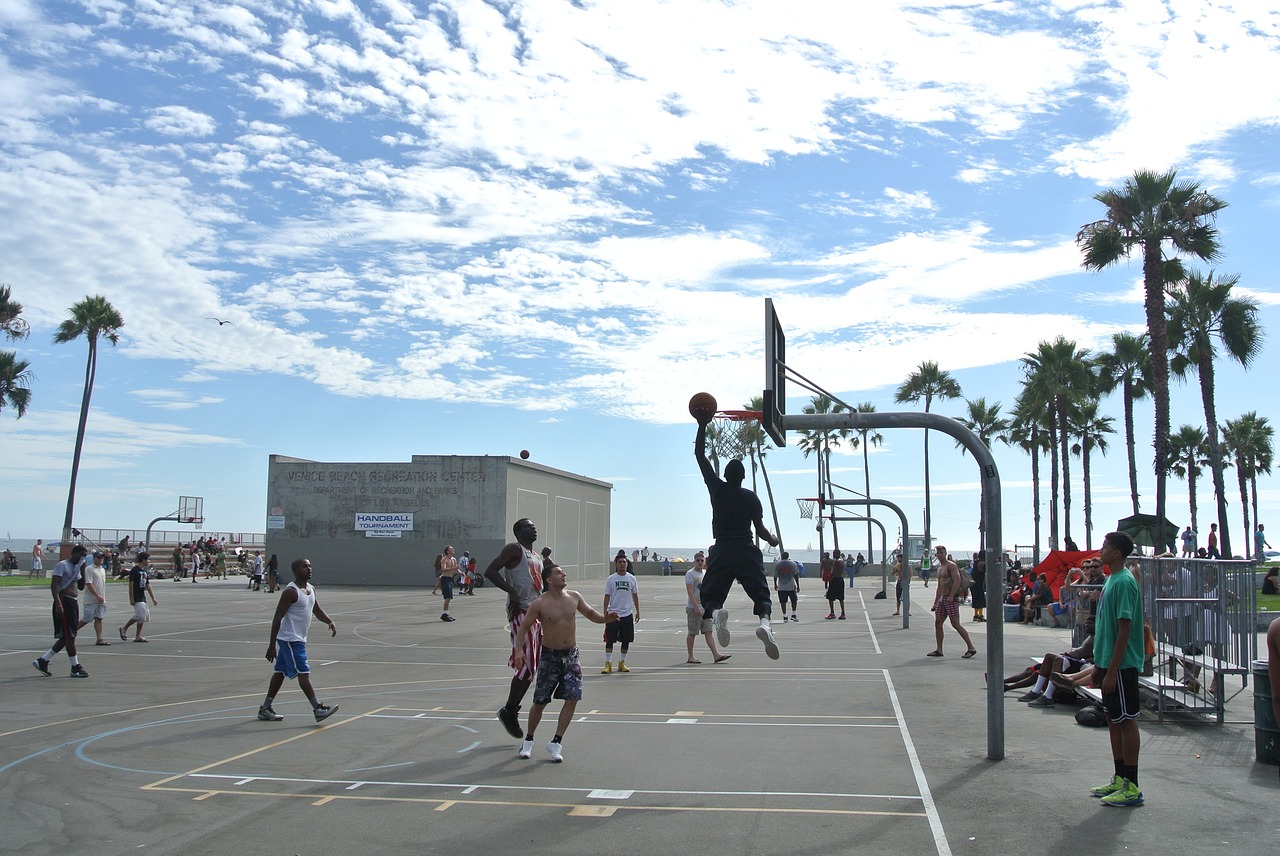 venice beach basketball hoops free photo