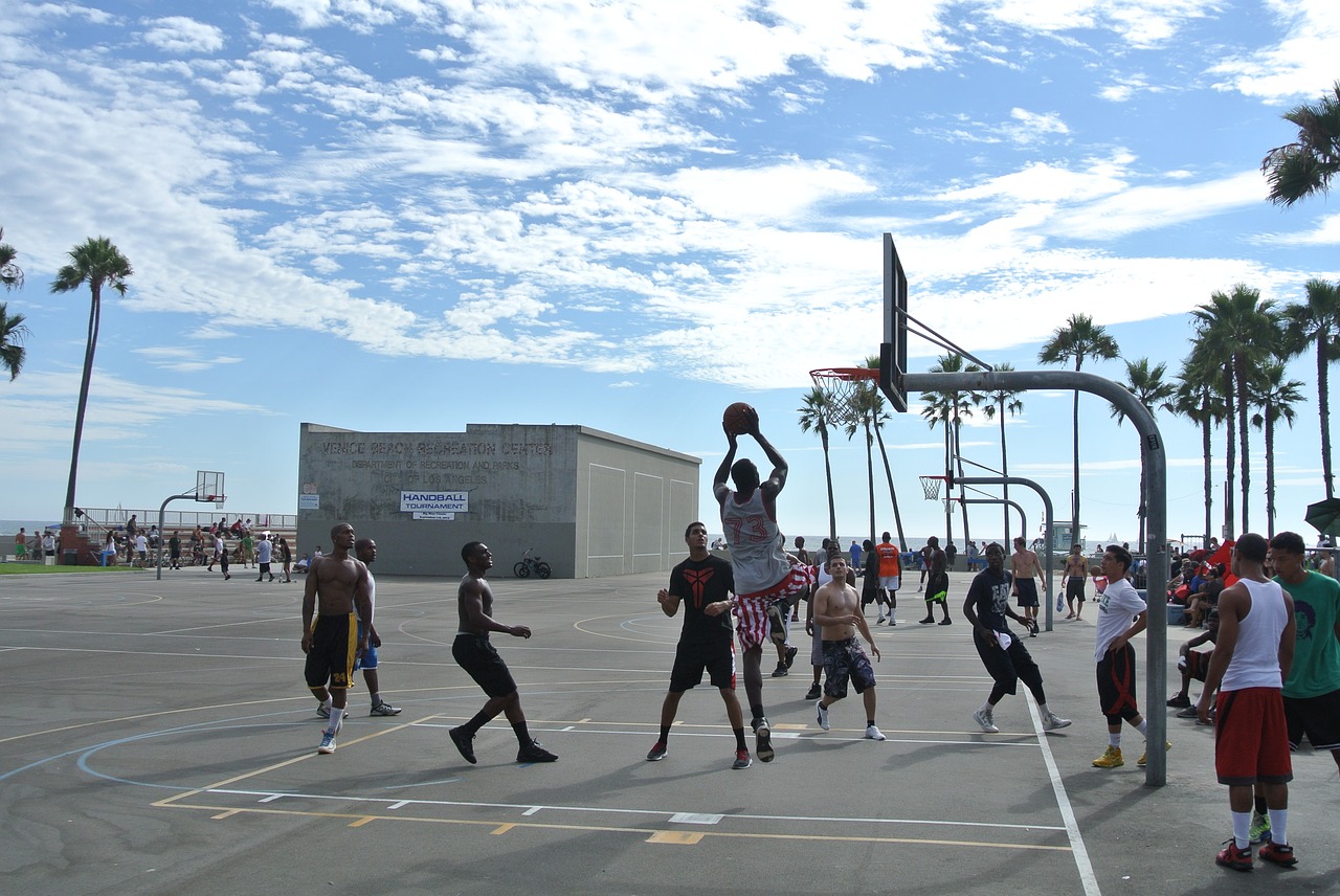 venice beach basketball hoops free photo