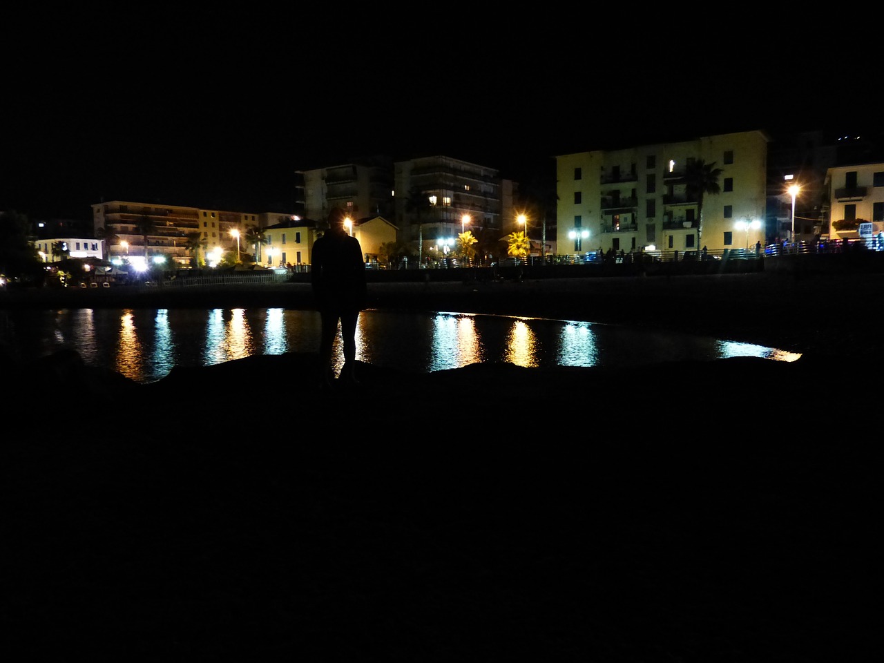 ventimiglia beach at night free photo