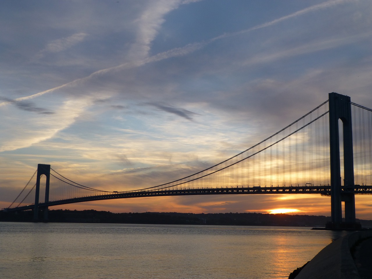 verrazano-narrows bridge bridge sunset free photo