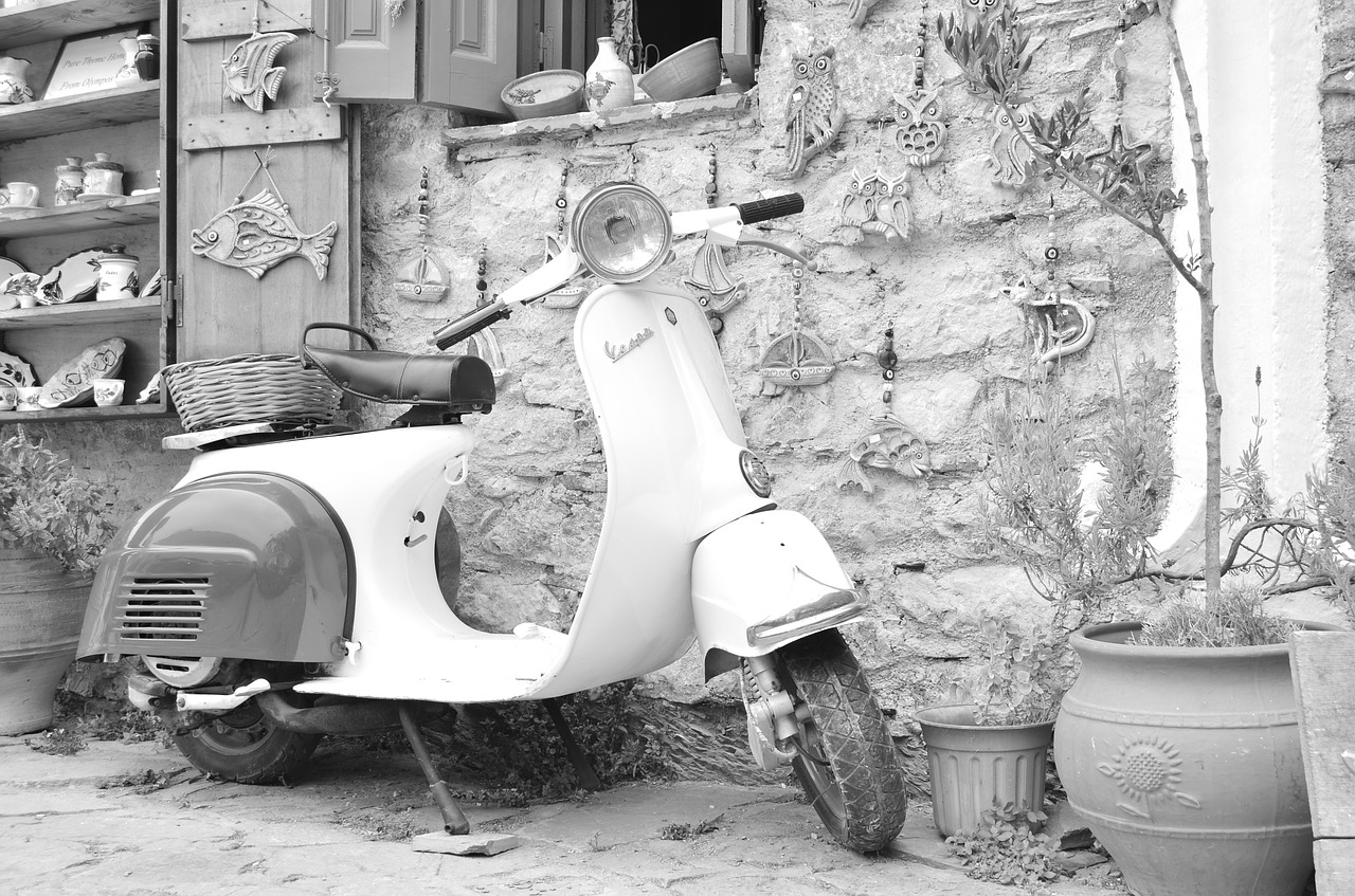 vespa motorcycle greece free photo