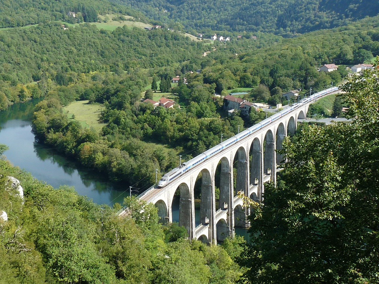 viaduct river train free photo