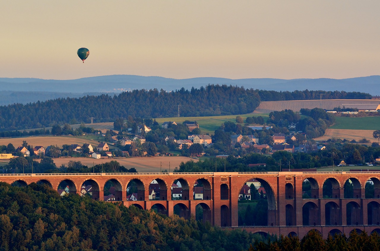 viaduct  go balloon  evening free photo