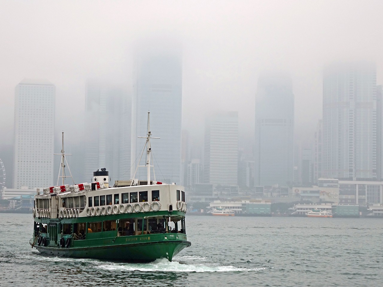 victoria harbour ferry waterfront free photo