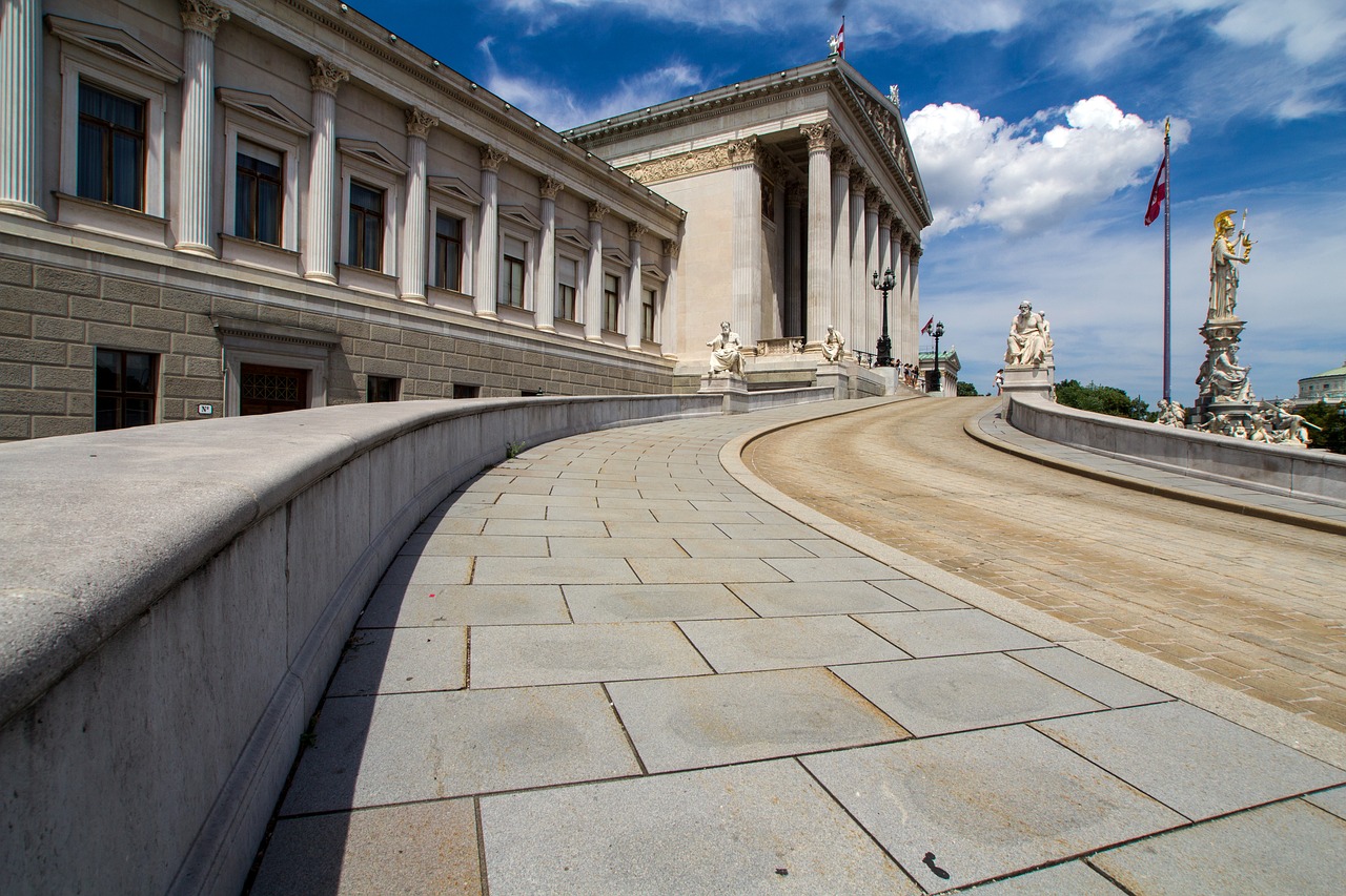 vienna parliament main entrance free photo