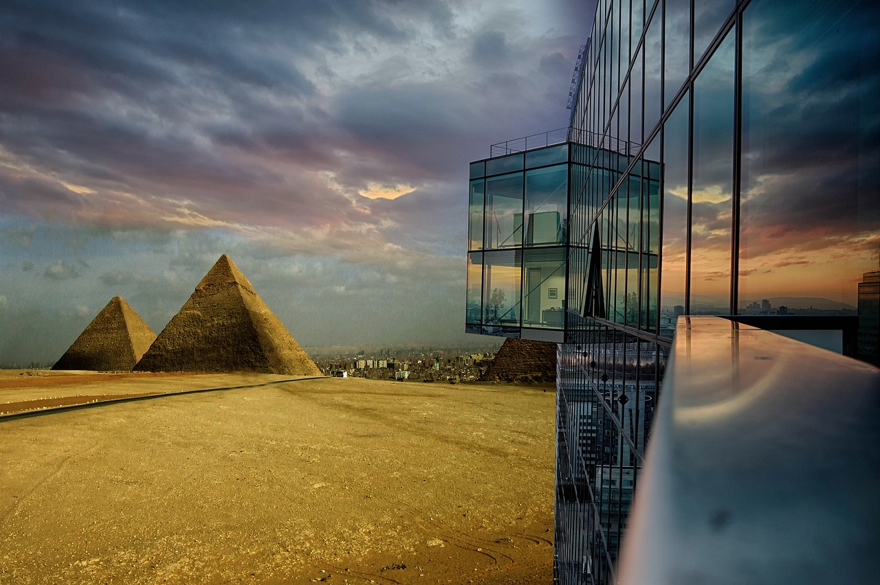 vienna pyramids sunset free photo