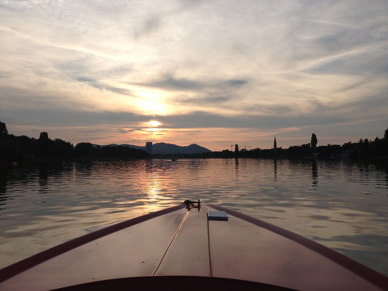 vienna danube sunset free photo