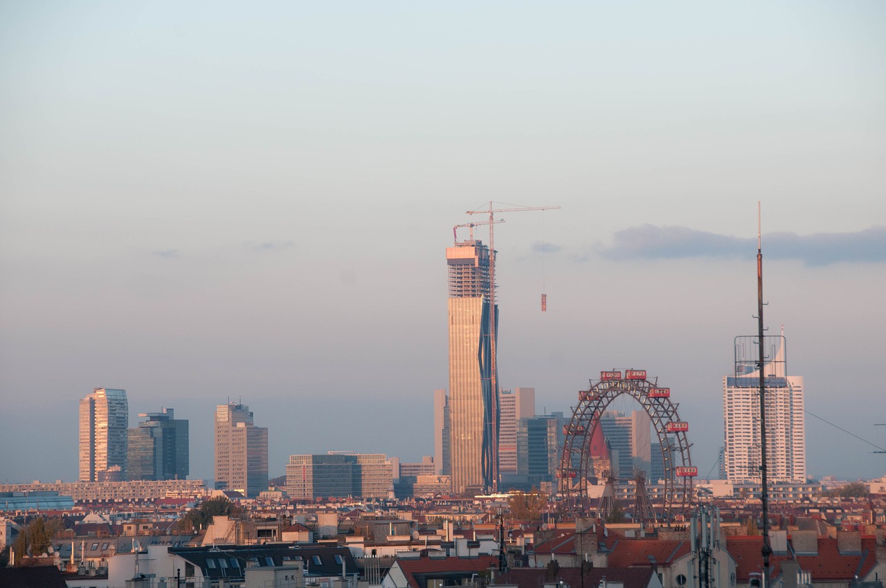 vienna ferris wheel skyline free photo