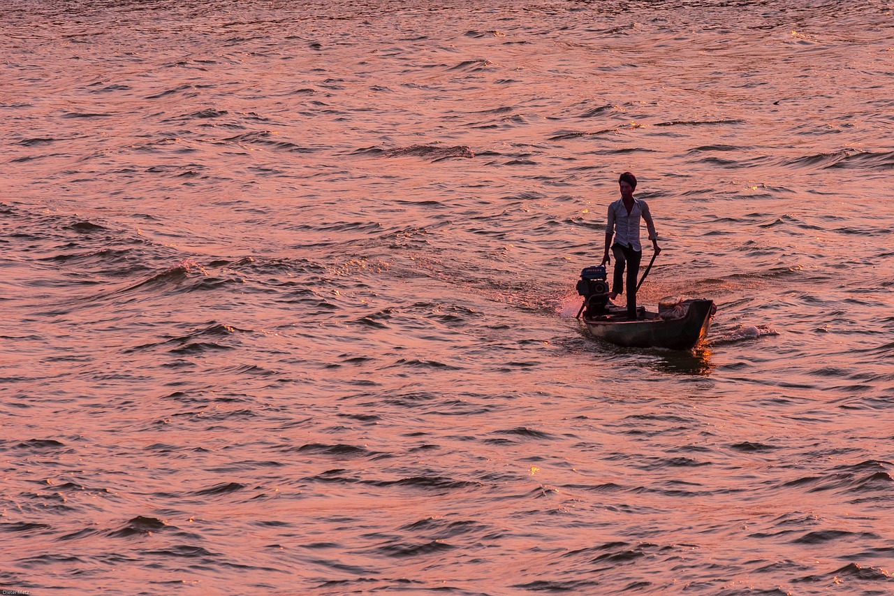 vietnam mekong river evening sun free photo