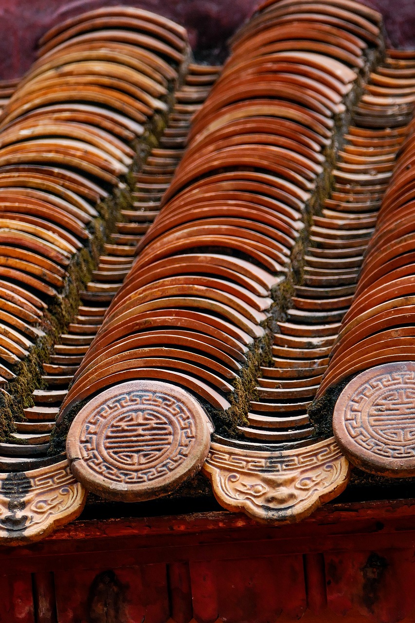 vietnam roof tiles temple free photo