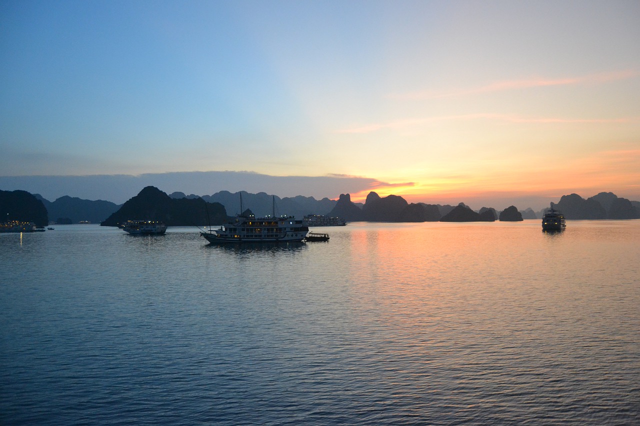 vietnam  ha long bay  sunset free photo