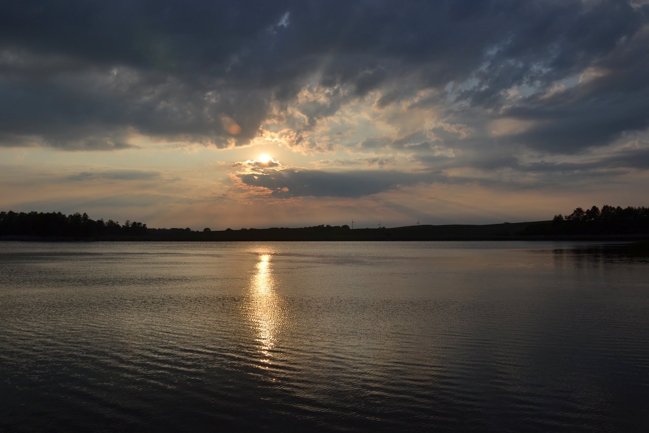 view lake sunset free photo