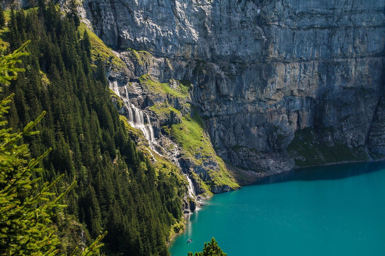 view bergsee waterfall free photo