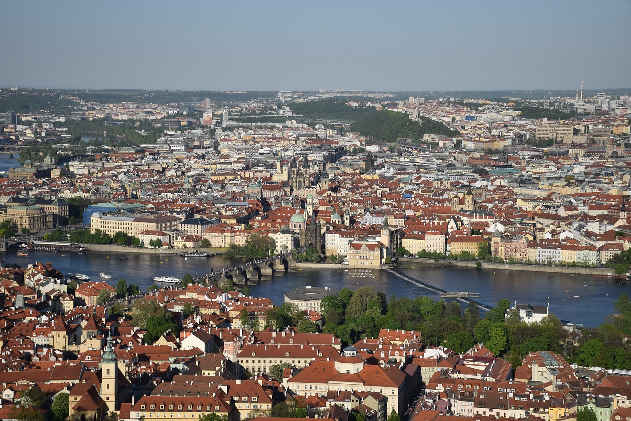 view  petrin tower  prague free photo