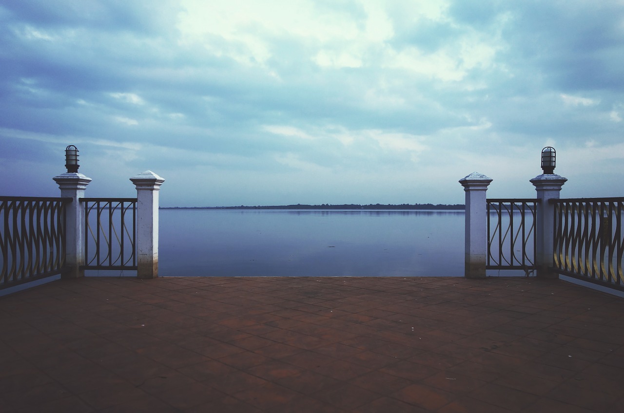 view lake clouds free photo