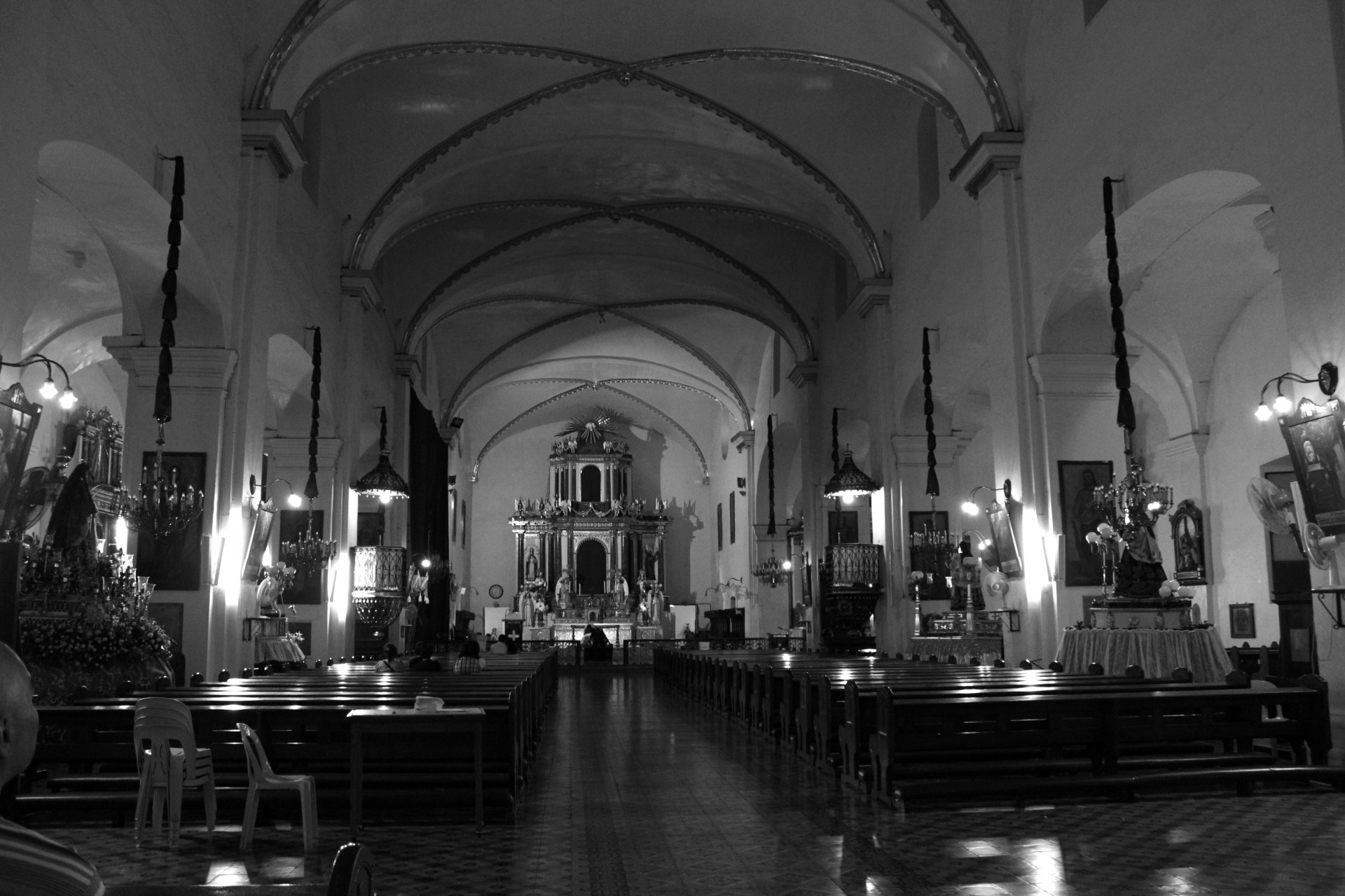 vigan church church black white free photo