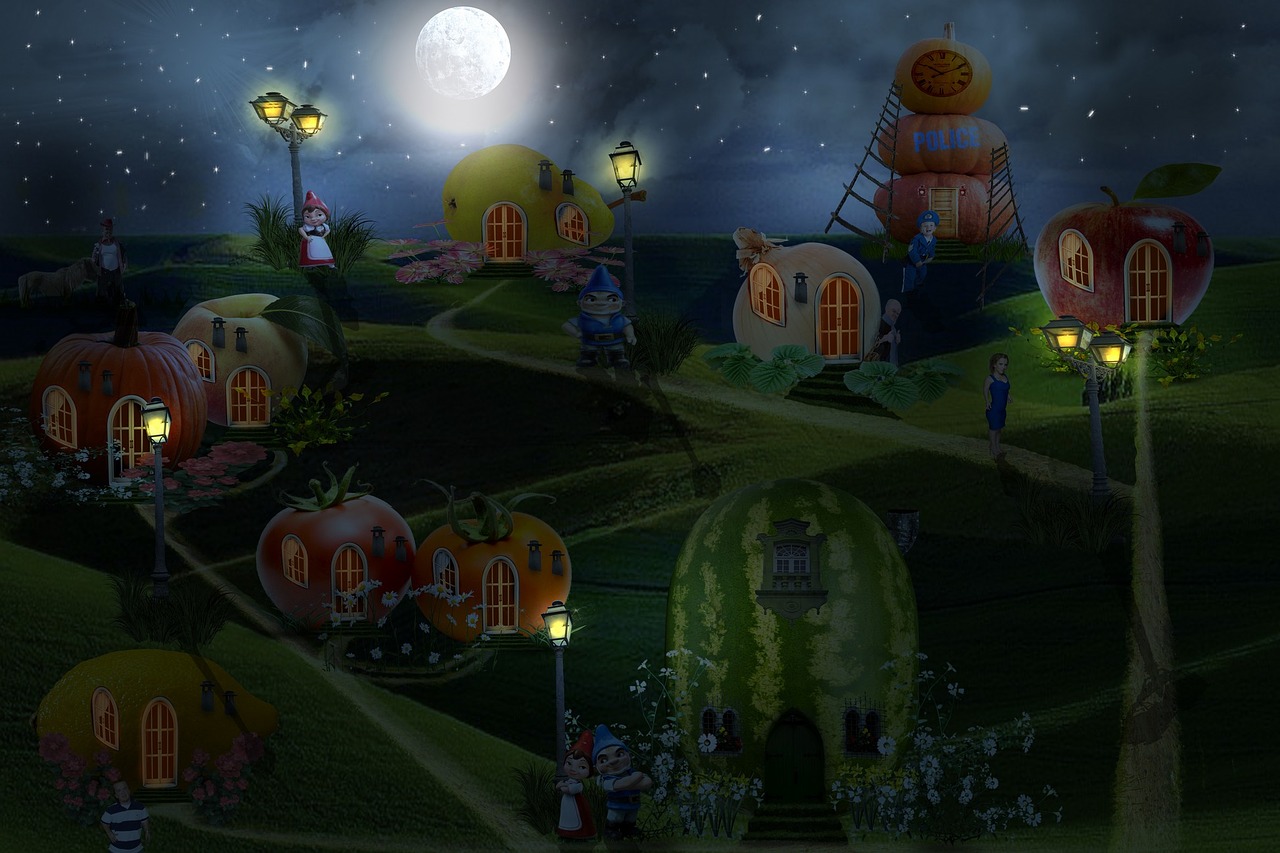 village moon night free photo