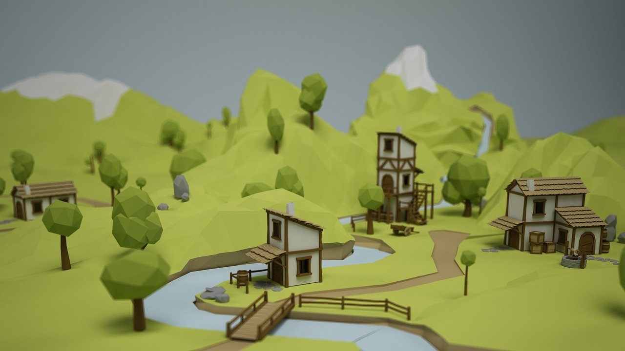 village low poly home free photo