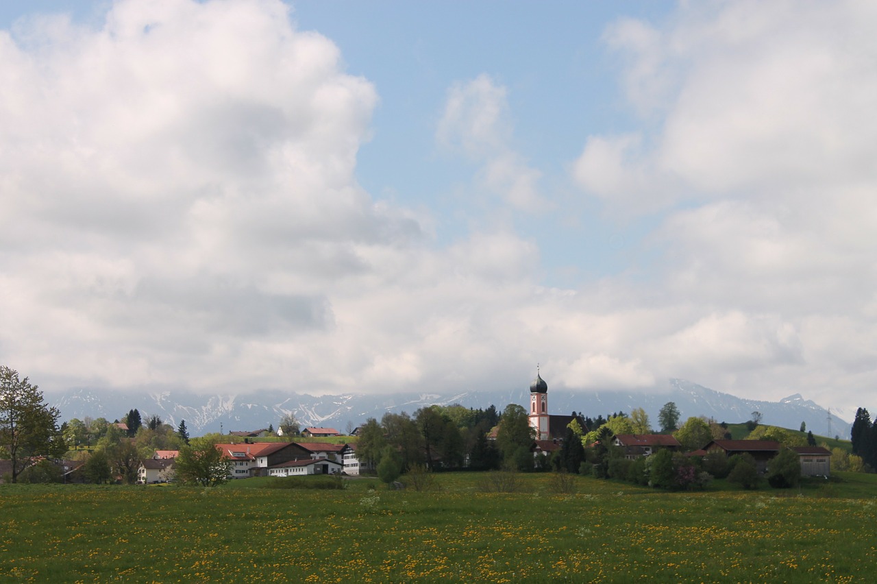 village alpine alpine panorama in the spring free photo